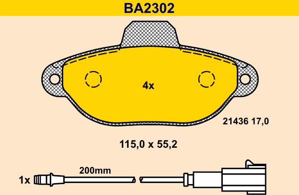 Barum BA2302 - Гальмівні колодки, дискові гальма autozip.com.ua