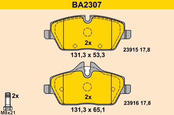 Barum BA2307 - Гальмівні колодки, дискові гальма autozip.com.ua