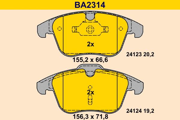 Barum BA2314 - Гальмівні колодки, дискові гальма autozip.com.ua