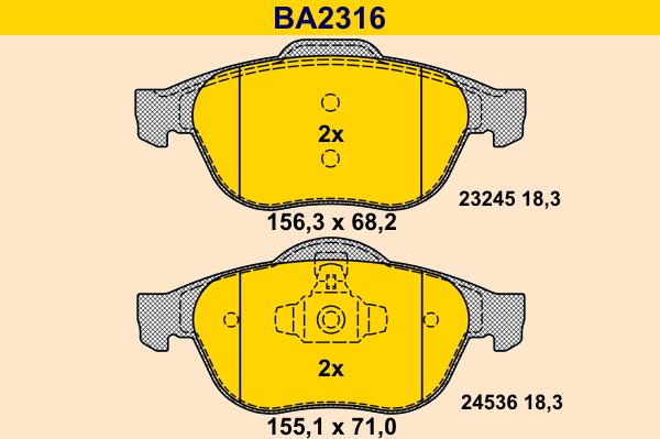 Barum BA2316 - Гальмівні колодки, дискові гальма autozip.com.ua