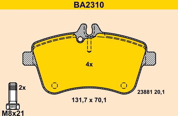 Barum BA2310 - Гальмівні колодки, дискові гальма autozip.com.ua