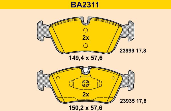 Barum BA2311 - Гальмівні колодки, дискові гальма autozip.com.ua