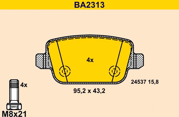 Barum BA2313 - Гальмівні колодки, дискові гальма autozip.com.ua