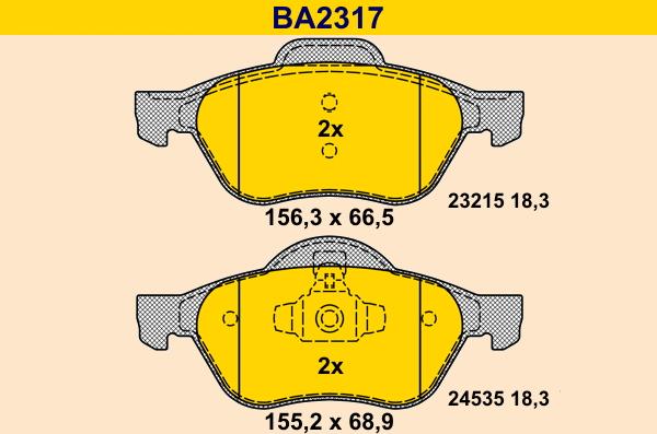 Barum BA2317 - Гальмівні колодки, дискові гальма autozip.com.ua