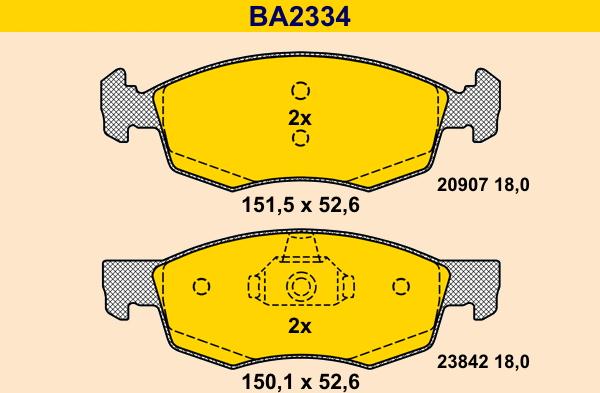 Barum BA2334 - Гальмівні колодки, дискові гальма autozip.com.ua