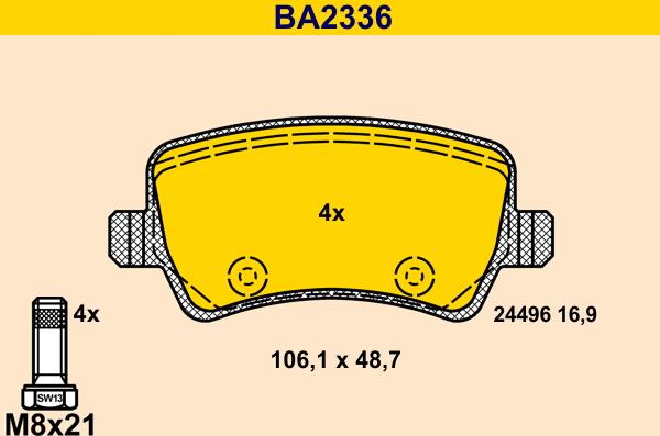 Barum BA2336 - Гальмівні колодки, дискові гальма autozip.com.ua