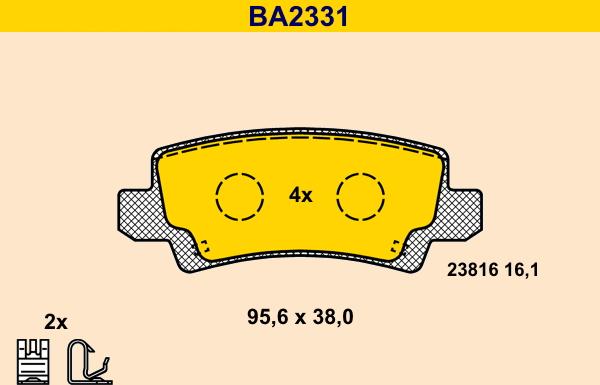 Barum BA2331 - Гальмівні колодки, дискові гальма autozip.com.ua