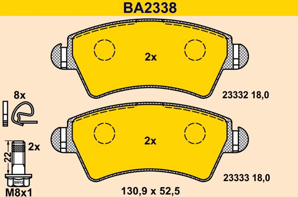 Barum BA2338 - Гальмівні колодки, дискові гальма autozip.com.ua
