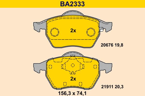 Barum BA2333 - Гальмівні колодки, дискові гальма autozip.com.ua