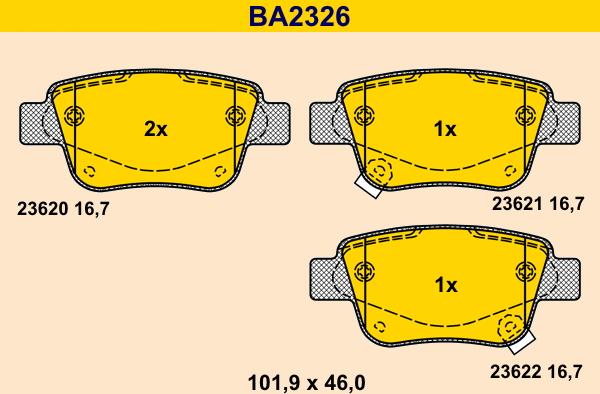 Barum BA2326 - Гальмівні колодки, дискові гальма autozip.com.ua