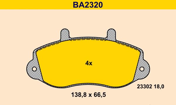 Barum BA2320 - Гальмівні колодки, дискові гальма autozip.com.ua