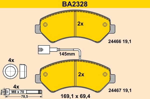 Barum BA2328 - Гальмівні колодки, дискові гальма autozip.com.ua