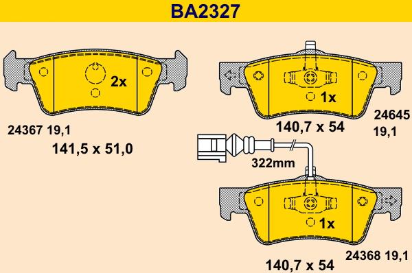 Barum BA2327 - Гальмівні колодки, дискові гальма autozip.com.ua