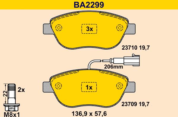 Barum BA2299 - Гальмівні колодки, дискові гальма autozip.com.ua