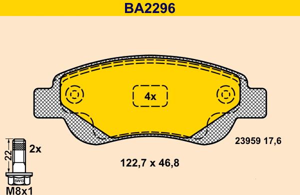 Barum BA2296 - Гальмівні колодки, дискові гальма autozip.com.ua