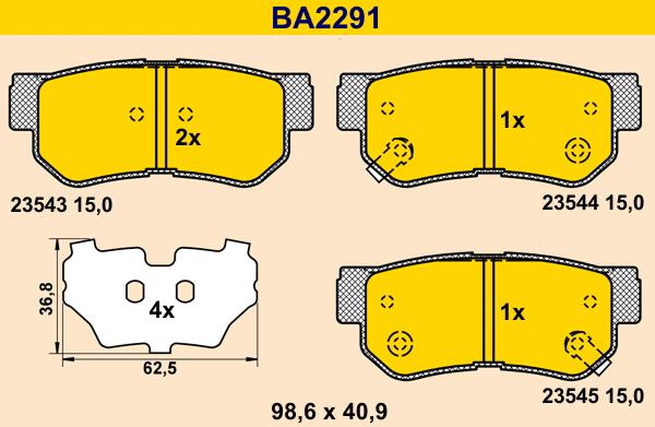 Barum BA2291 - Гальмівні колодки, дискові гальма autozip.com.ua