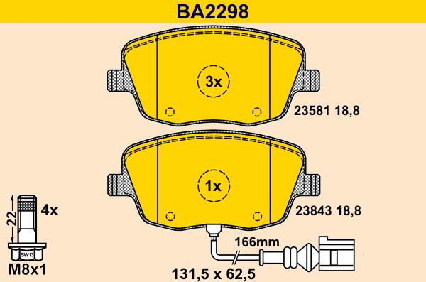 Barum BA2298 - Гальмівні колодки, дискові гальма autozip.com.ua