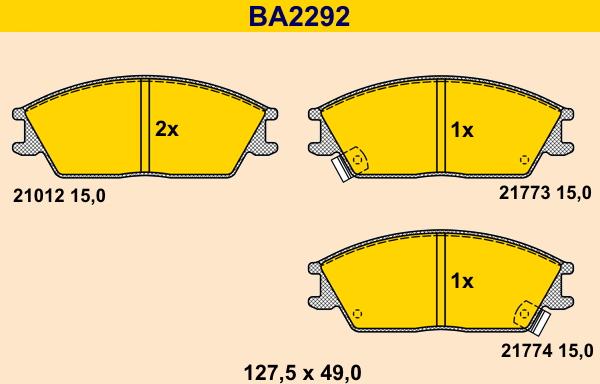 Barum BA2292 - Гальмівні колодки, дискові гальма autozip.com.ua