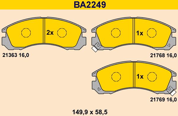 Barum BA2249 - Гальмівні колодки, дискові гальма autozip.com.ua