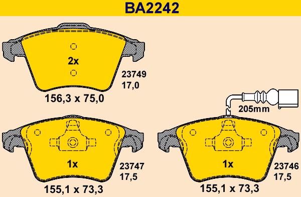 Barum BA2242 - Гальмівні колодки, дискові гальма autozip.com.ua