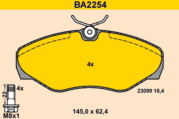 Barum BA2254 - Гальмівні колодки, дискові гальма autozip.com.ua