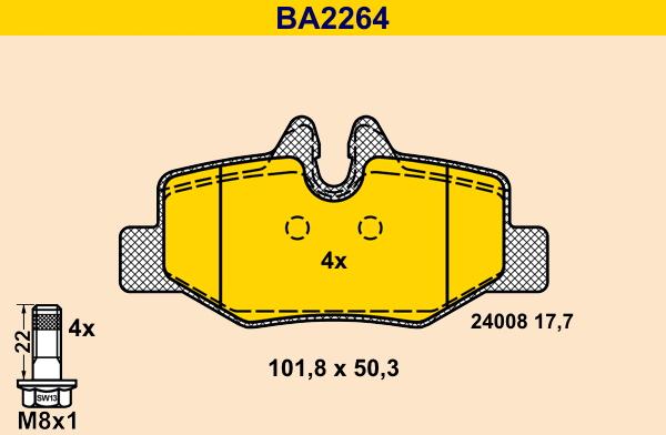 Barum BA2264 - Гальмівні колодки, дискові гальма autozip.com.ua