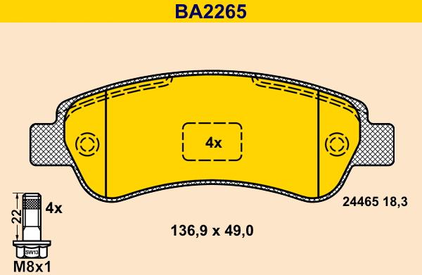 Barum BA2265 - Гальмівні колодки, дискові гальма autozip.com.ua