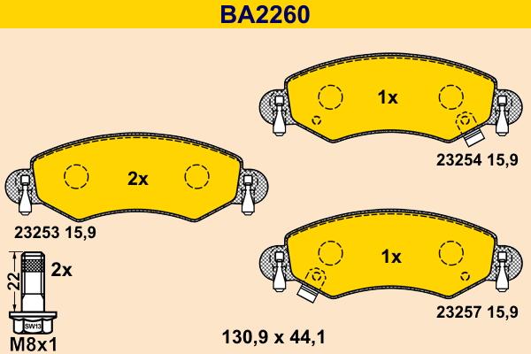 Barum BA2260 - Гальмівні колодки, дискові гальма autozip.com.ua