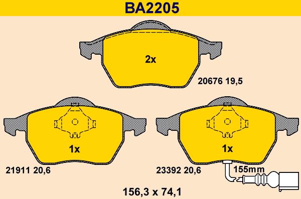 Barum BA2205 - Гальмівні колодки, дискові гальма autozip.com.ua