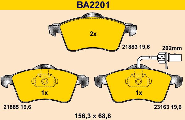 Barum BA2201 - Гальмівні колодки, дискові гальма autozip.com.ua