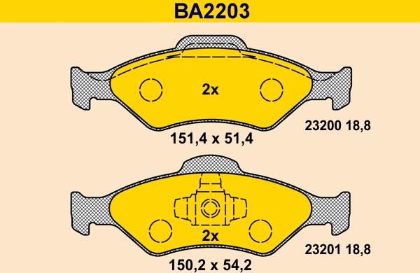 Barum BA2203 - Гальмівні колодки, дискові гальма autozip.com.ua