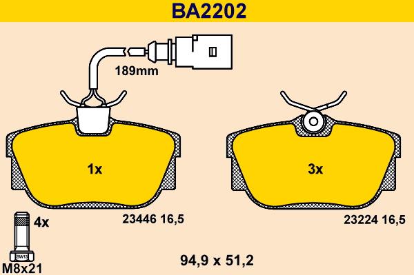 Barum BA2202 - Гальмівні колодки, дискові гальма autozip.com.ua