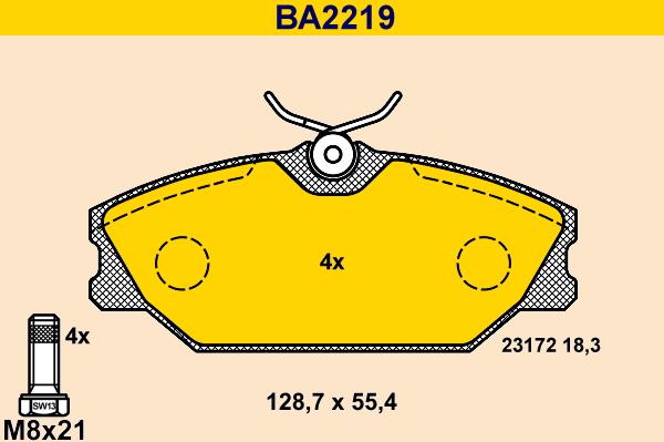 Barum BA2219 - Гальмівні колодки, дискові гальма autozip.com.ua