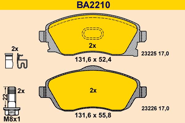 Barum BA2210 - Гальмівні колодки, дискові гальма autozip.com.ua