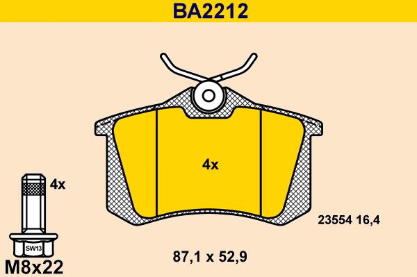 Barum BA2212 - Гальмівні колодки, дискові гальма autozip.com.ua