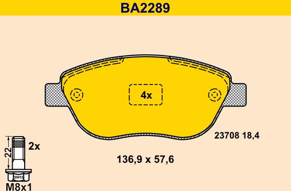 Barum BA2289 - Гальмівні колодки, дискові гальма autozip.com.ua