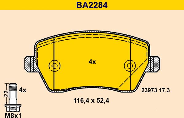 Barum BA2284 - Гальмівні колодки, дискові гальма autozip.com.ua