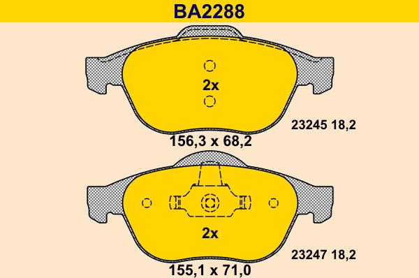 Barum BA2288 - Гальмівні колодки, дискові гальма autozip.com.ua