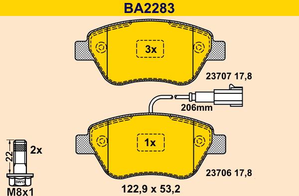 Barum BA2283 - Гальмівні колодки, дискові гальма autozip.com.ua