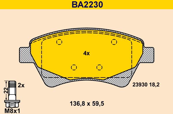 Barum BA2230 - Гальмівні колодки, дискові гальма autozip.com.ua