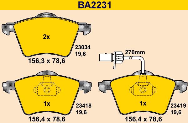 Barum BA2231 - Гальмівні колодки, дискові гальма autozip.com.ua