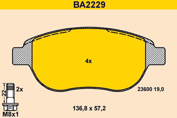 Barum BA2229 - Гальмівні колодки, дискові гальма autozip.com.ua