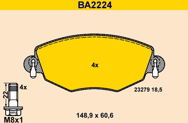 Barum BA2224 - Гальмівні колодки, дискові гальма autozip.com.ua