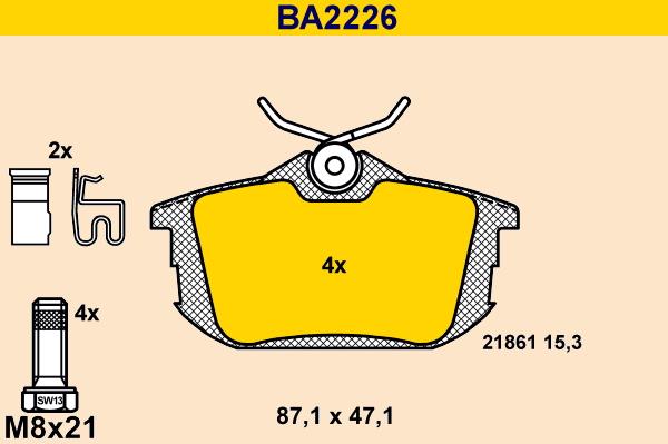 Barum BA2226 - Гальмівні колодки, дискові гальма autozip.com.ua