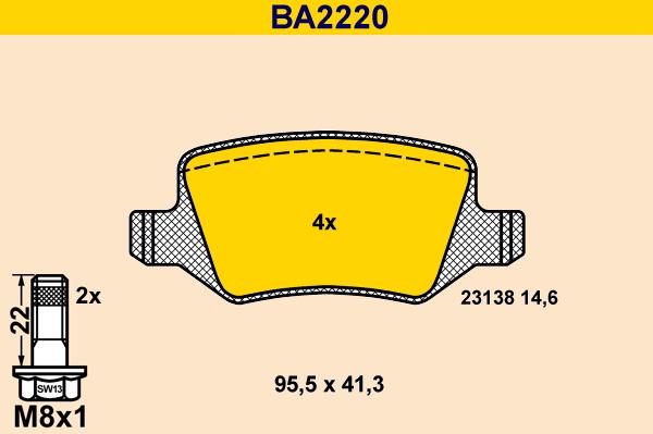 Barum BA2220 - Гальмівні колодки, дискові гальма autozip.com.ua