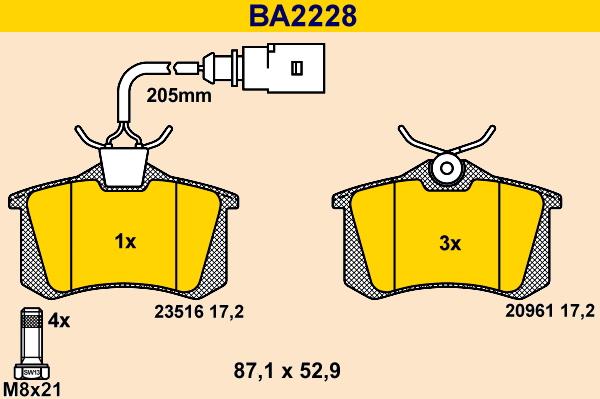 Barum BA2228 - Гальмівні колодки, дискові гальма autozip.com.ua
