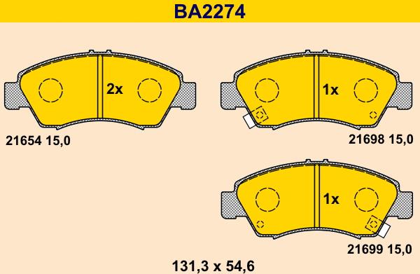 Barum BA2274 - Гальмівні колодки, дискові гальма autozip.com.ua