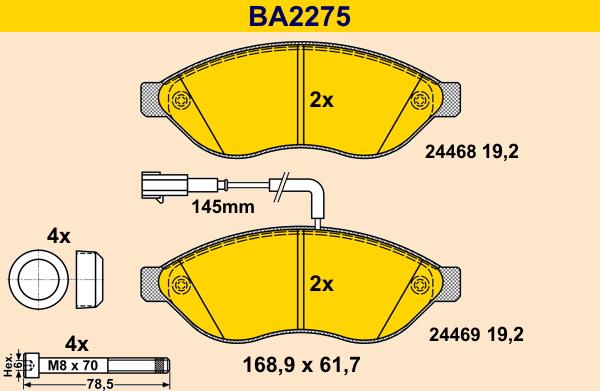 Barum BA2275 - Гальмівні колодки, дискові гальма autozip.com.ua
