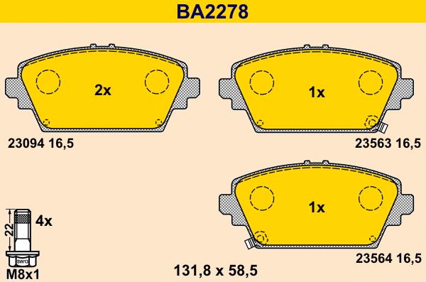 Barum BA2278 - Гальмівні колодки, дискові гальма autozip.com.ua