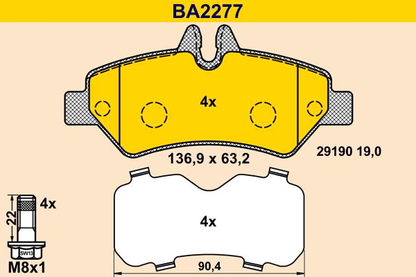 Barum BA2277 - Гальмівні колодки, дискові гальма autozip.com.ua